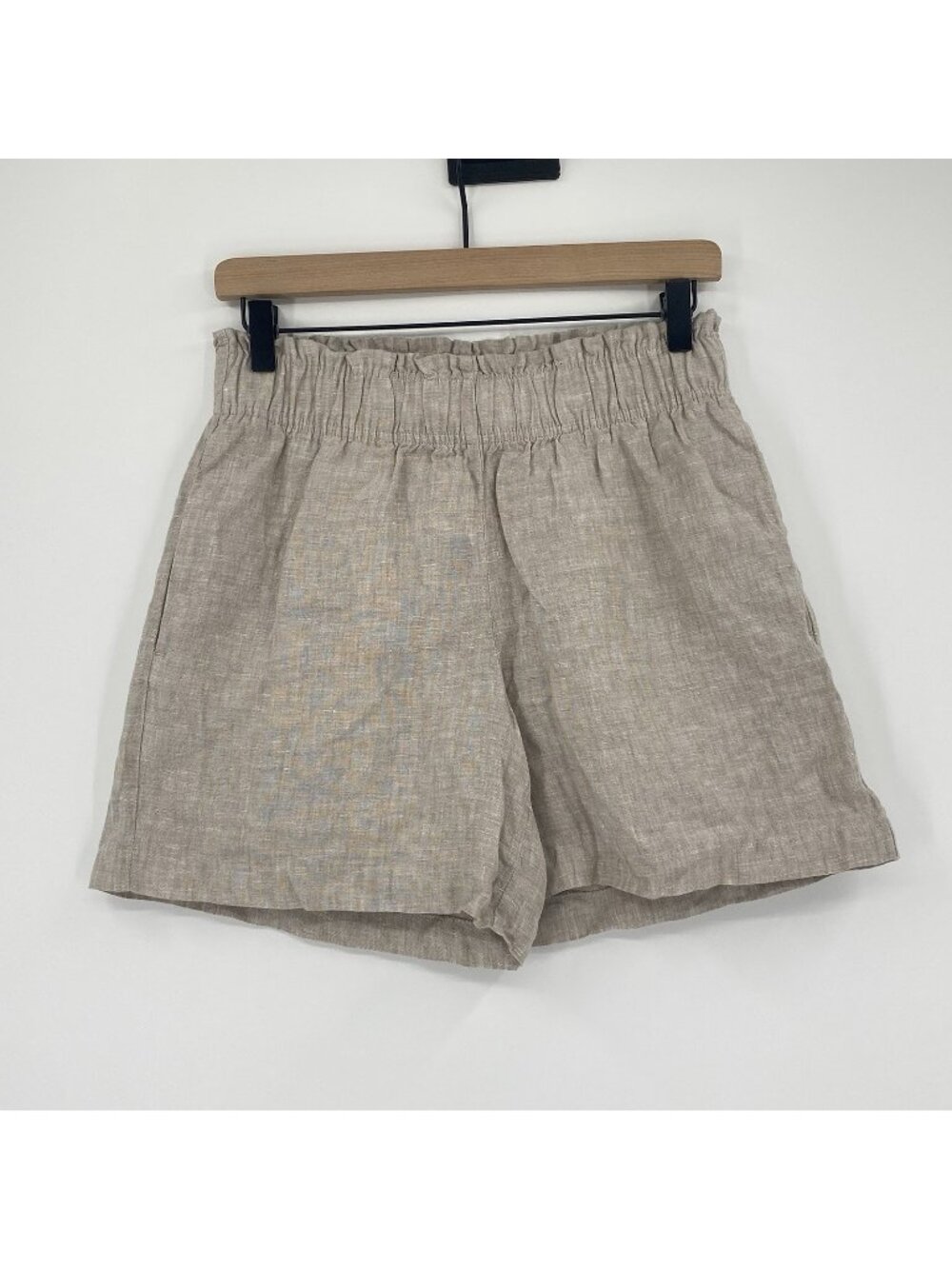 Quince Women's Size Small Flax Beige 100% European Linen High Waisted Shorts